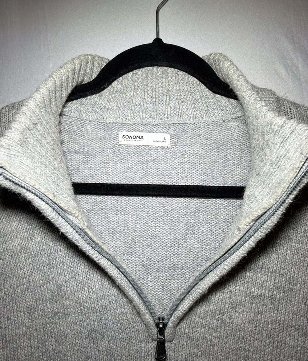 Sonoma Goods For Life Quarter Zip Sweater Size L Grey Knit